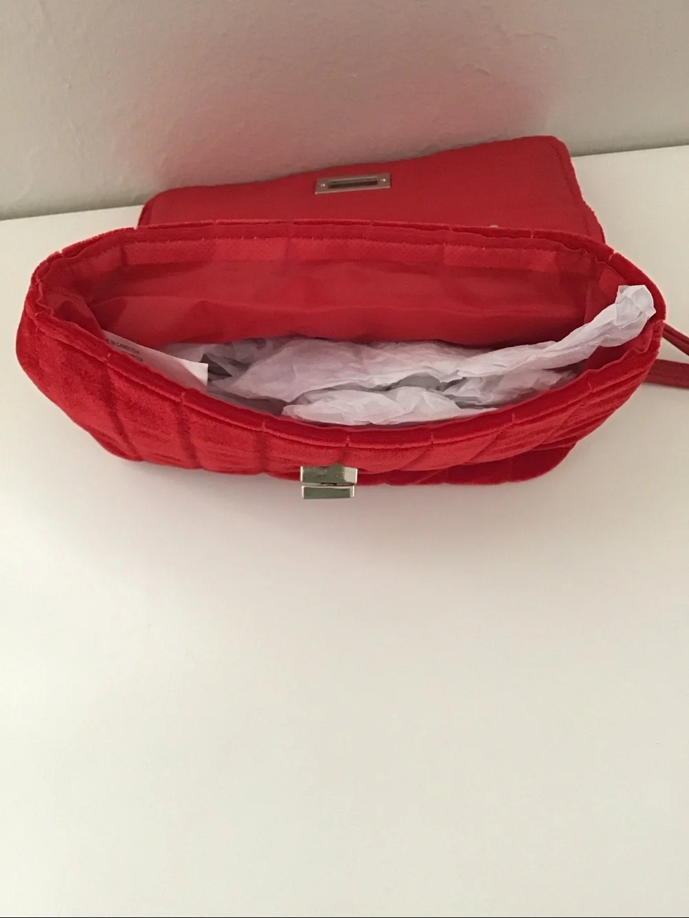 Girls Cat & Jack red velvet quilted crossbody bag